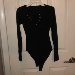 Black Ribbed Body Suit